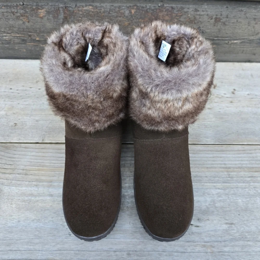 Minnetonka NEW Somerville Y2K Cozy Boho Suede Plush Faux Fur Winter Boots 7M